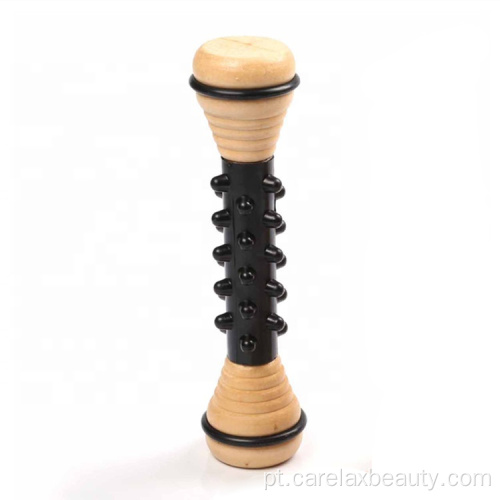 bastão de rolo de massagem de pé de madeira